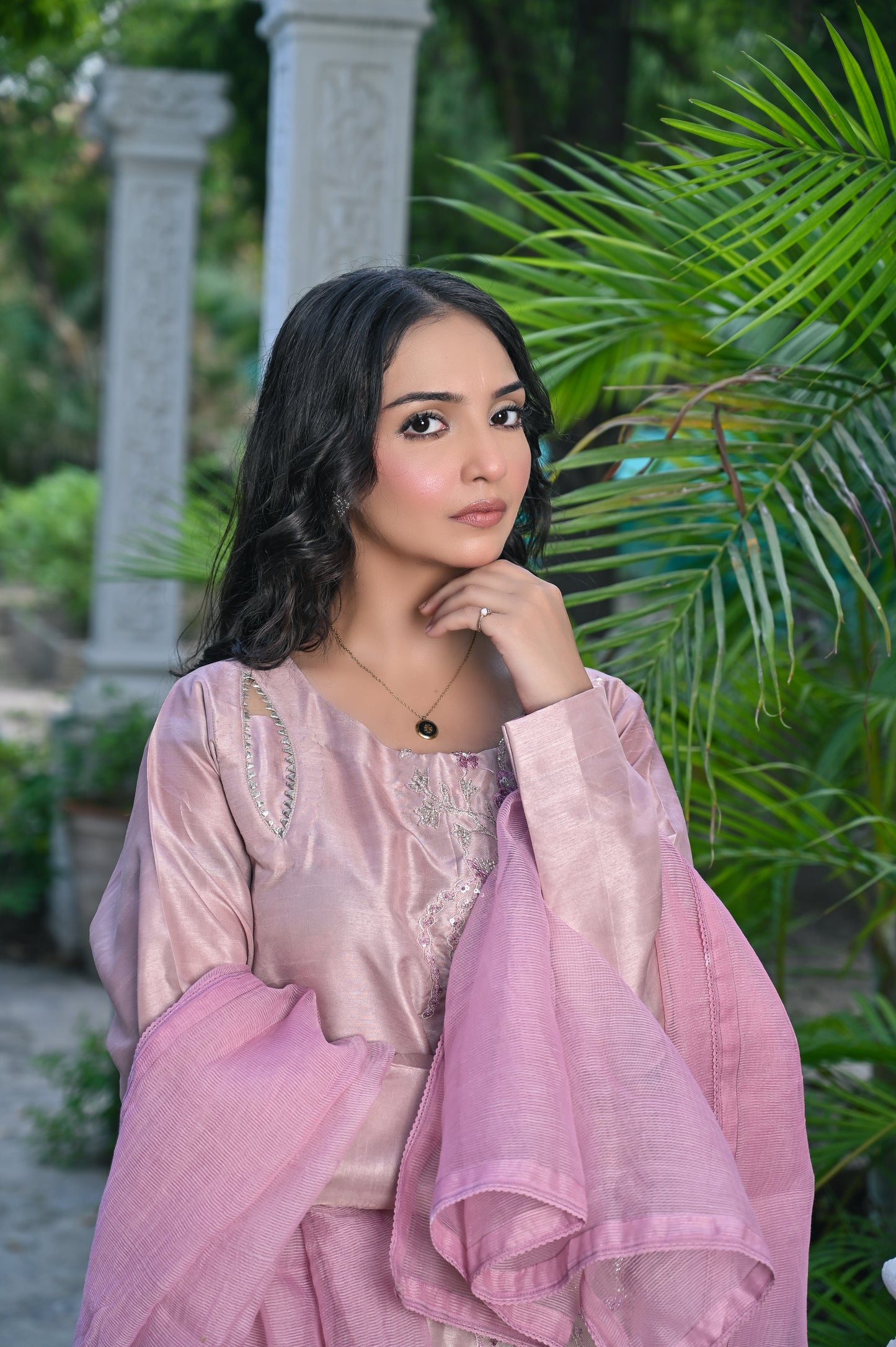 Tea Pink Raw Silk Embroidered - Perfect Stitches By Maryam