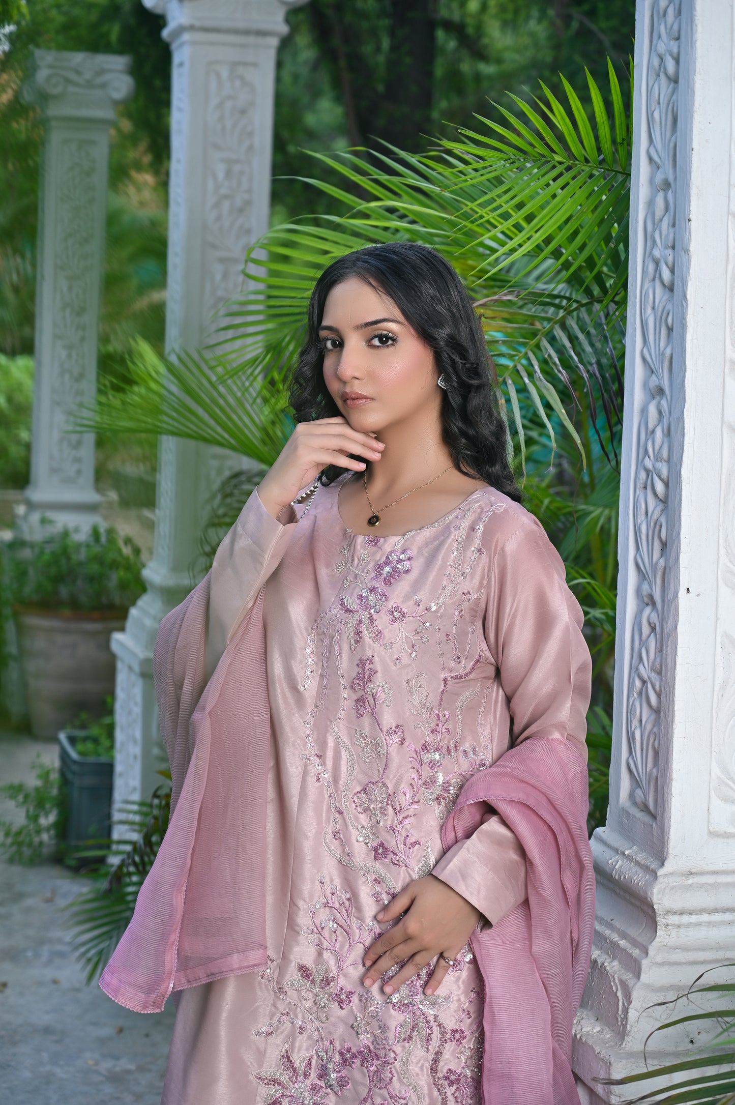 Tea Pink Raw Silk Embroidered - Perfect Stitches By Maryam
