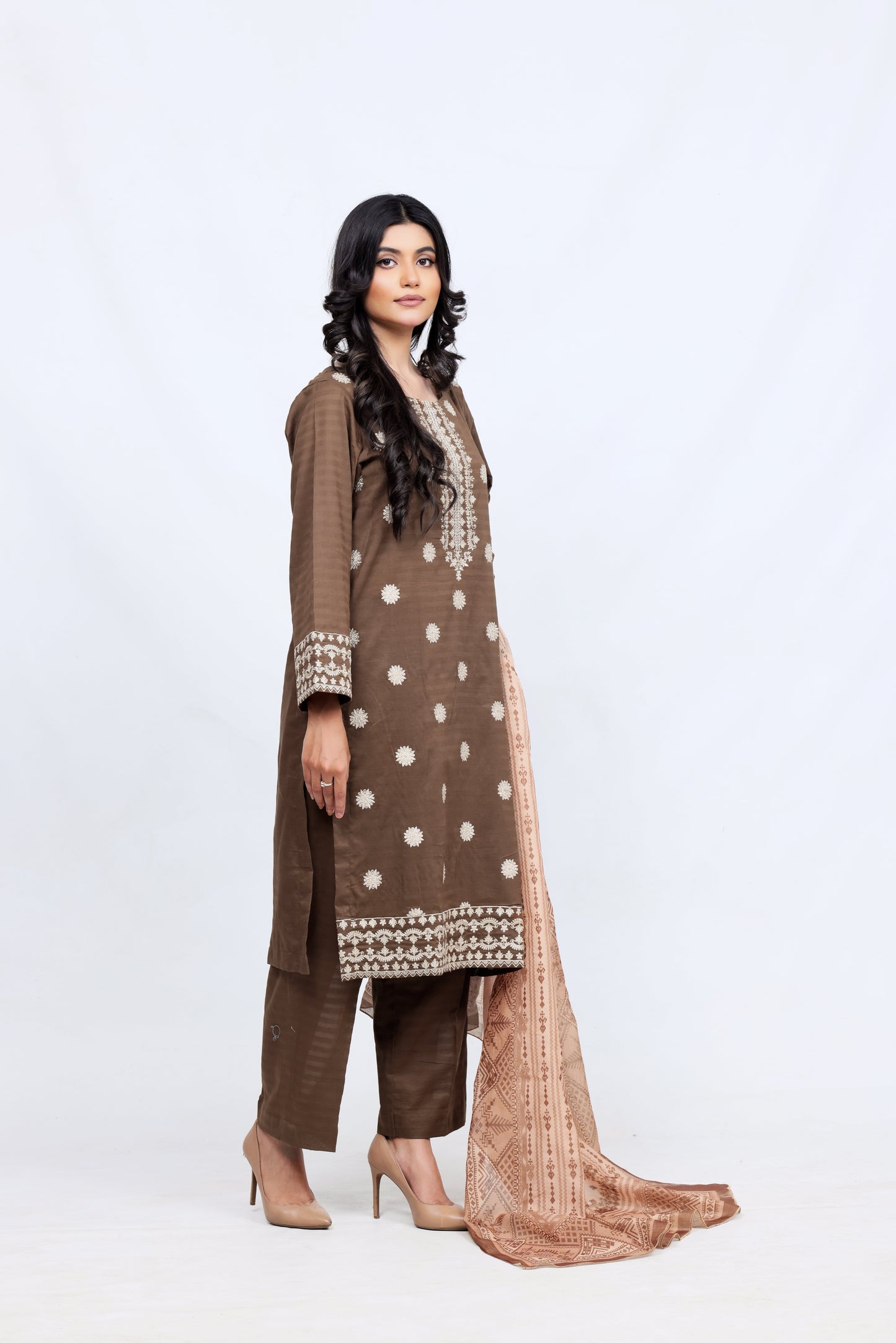 Brown Lawn Embroidred - Perfect Stitches By Maryam