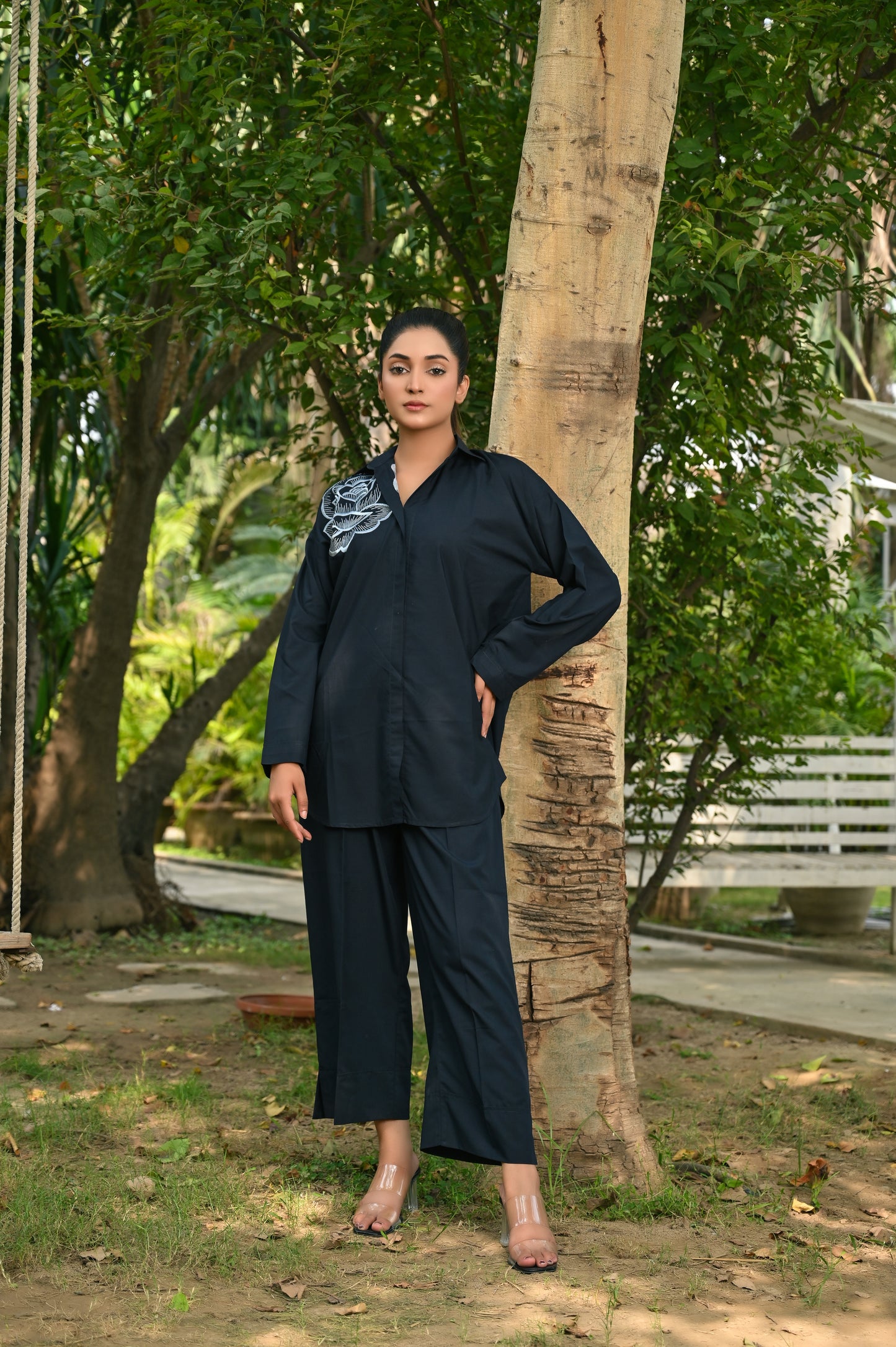 Black Embroidered Co-Ord Set - Perfect Stitches By Maryam