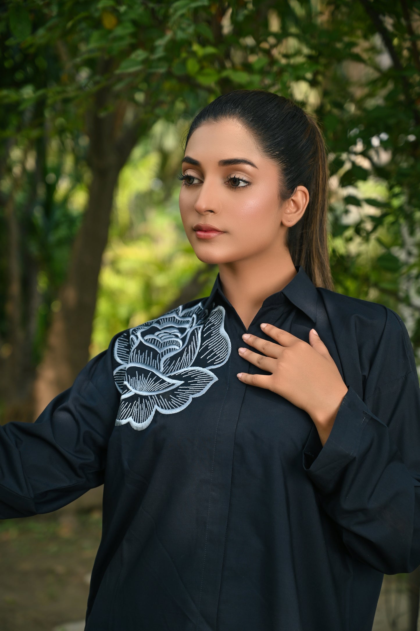 Black Embroidered Co-Ord Set - Perfect Stitches By Maryam