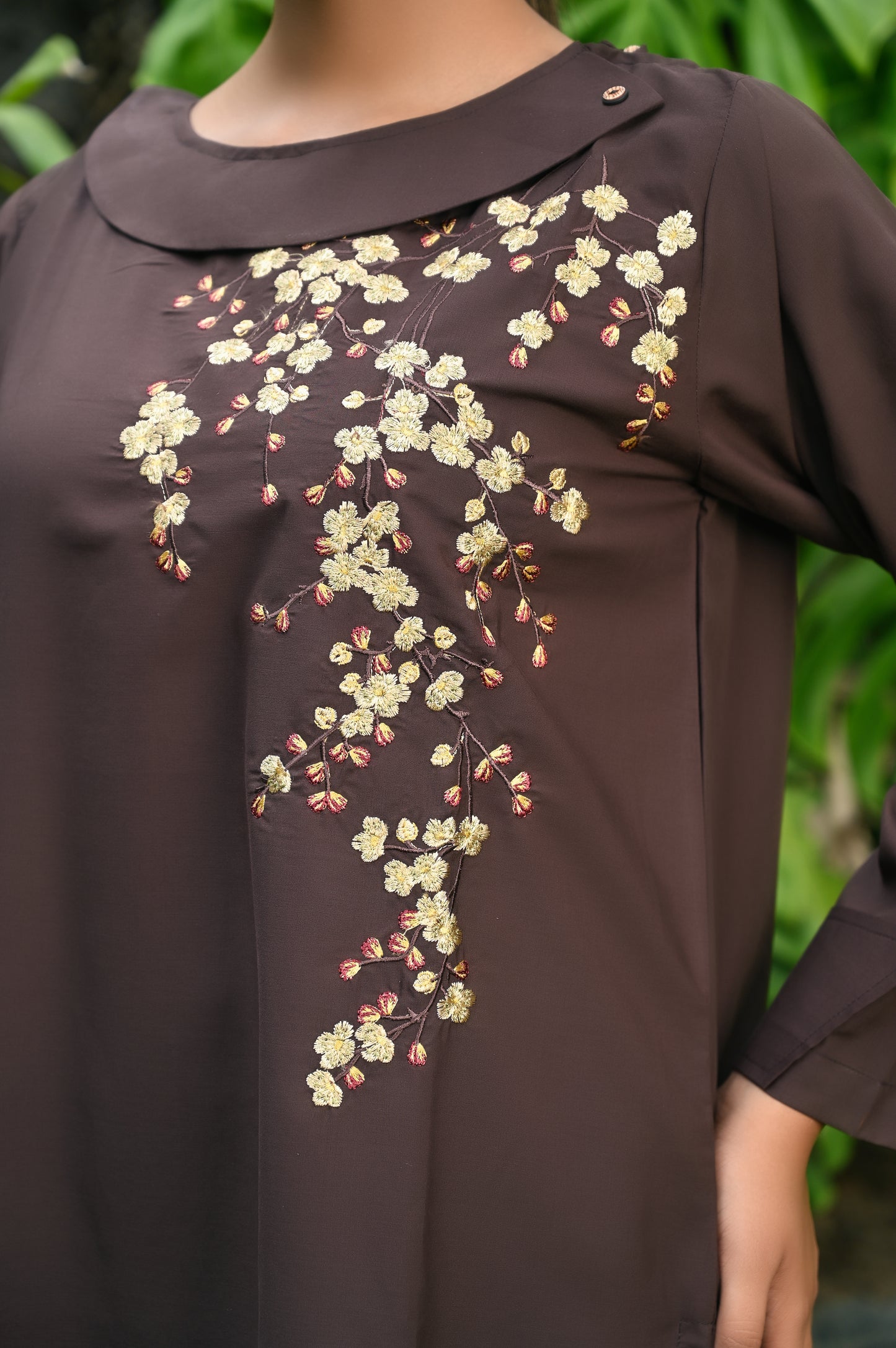 2-Piece Plum Brown Embroidered Co-Ord Set – Perfect Stitches By Maryam