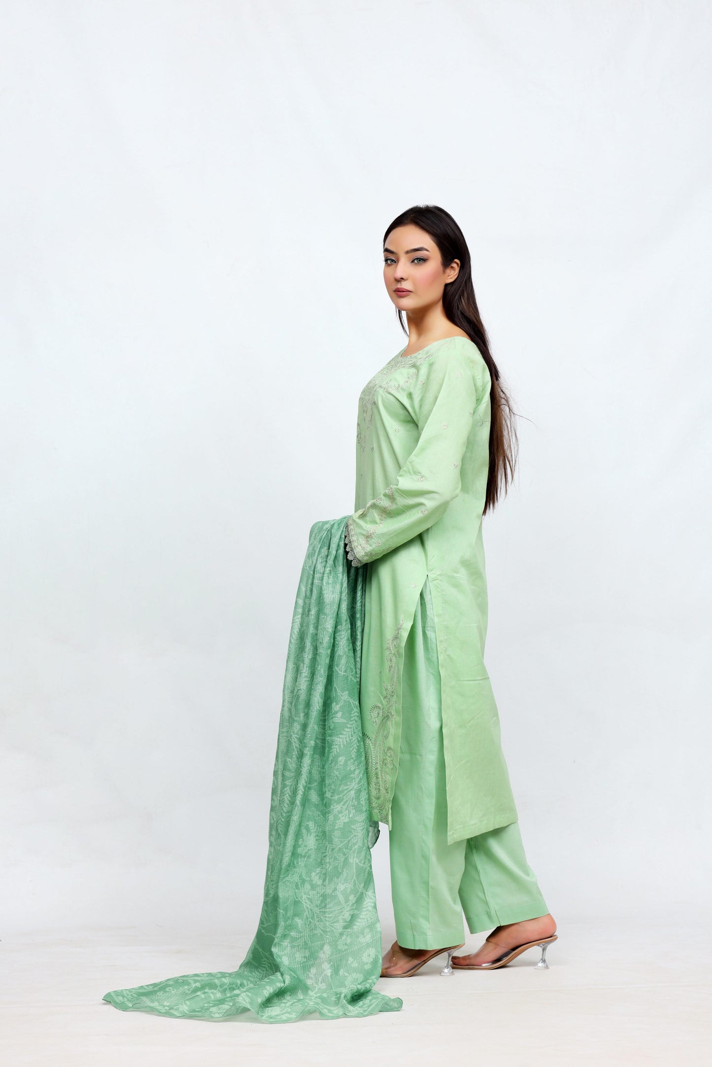 Light Green Lawn Embroidered - Perfect Stitches by Maryam