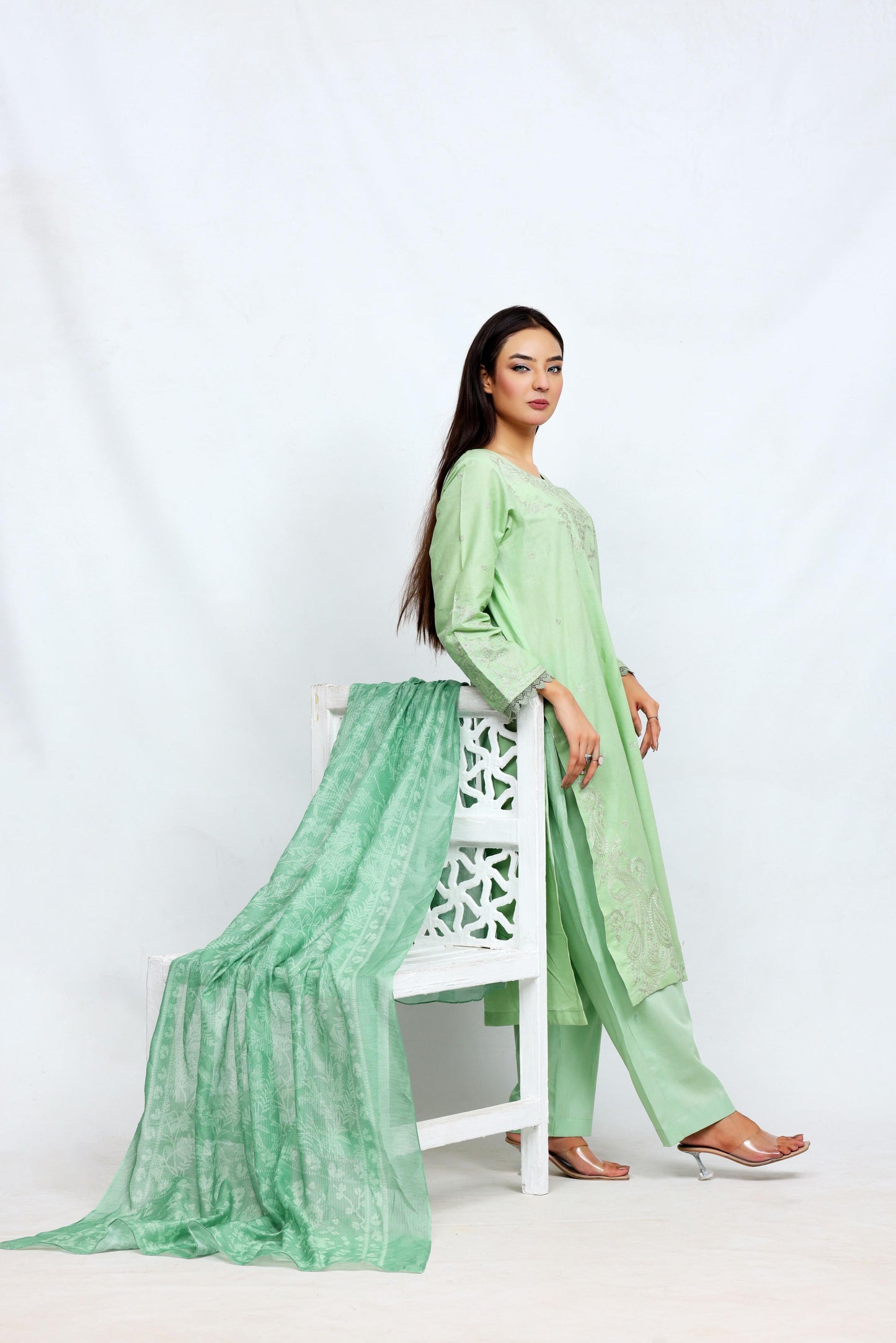 Light Green Lawn Embroidered - Perfect Stitches by Maryam