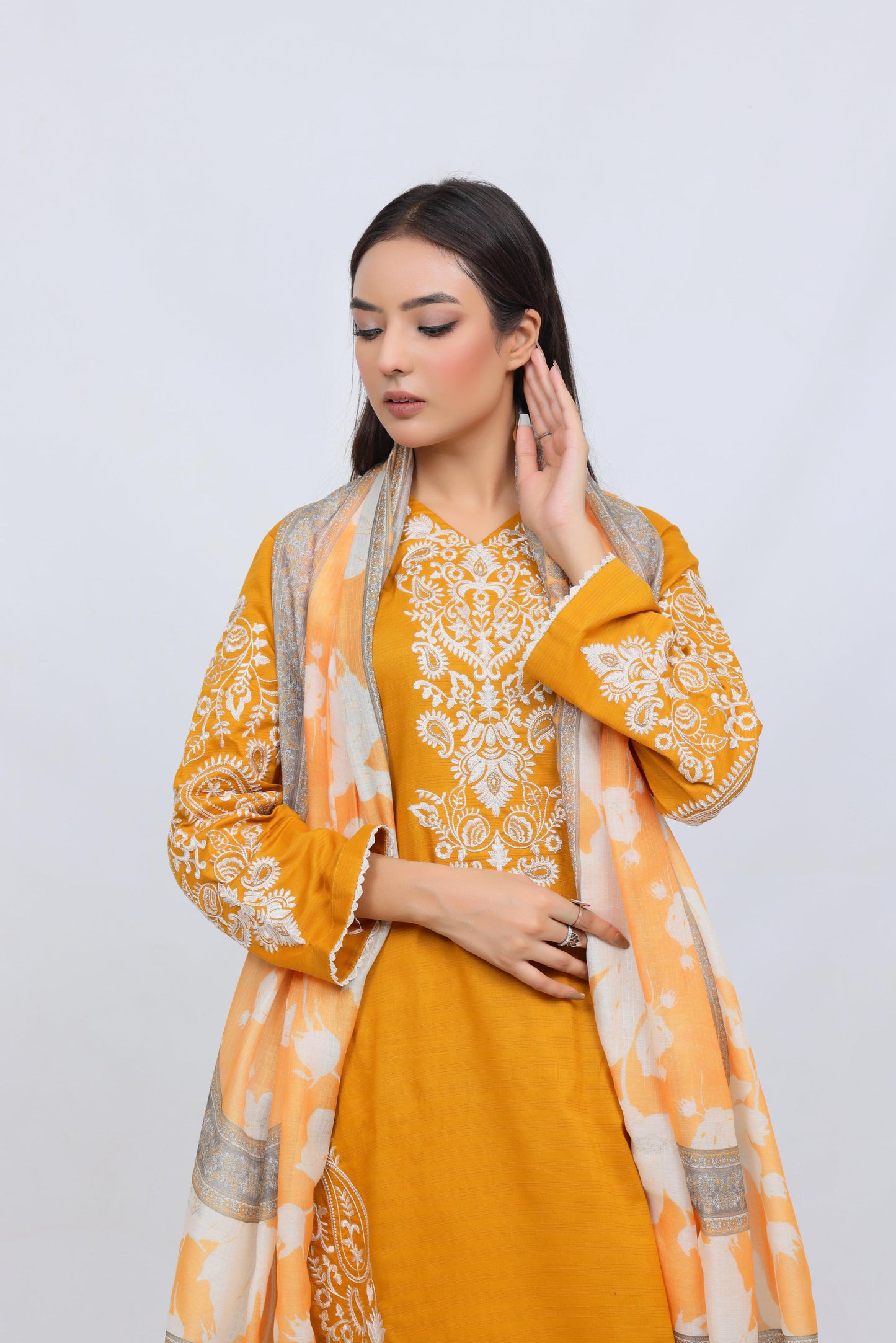 Mustard Lawn Embroidred - Perfect Stitches by Maryam