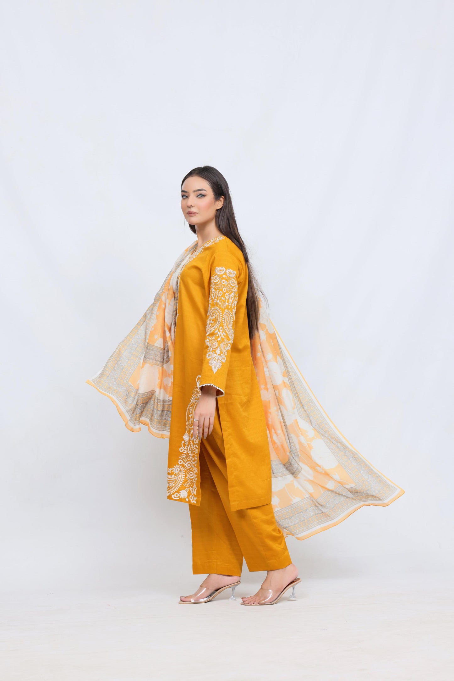 Mustard Lawn Embroidred - Perfect Stitches by Maryam