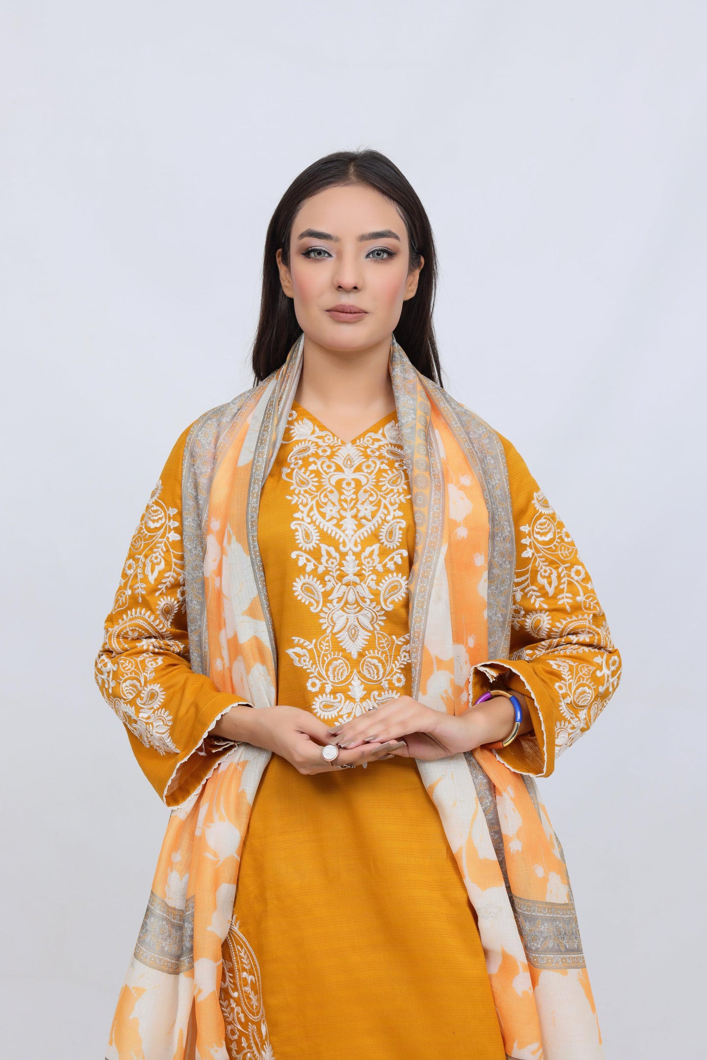 Mustard Lawn Embroidred - Perfect Stitches by Maryam
