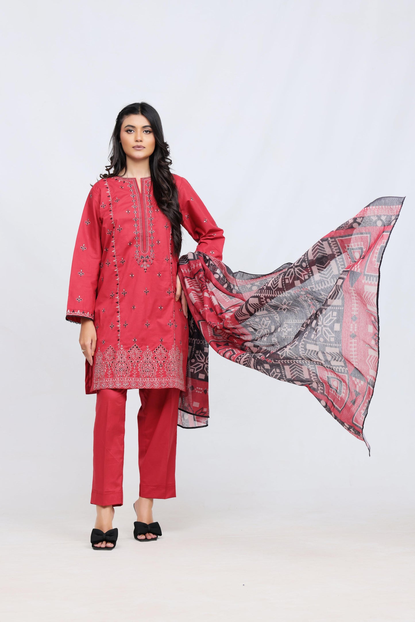 Red Lawn Embroidred - Perfect Stitches by Maryam