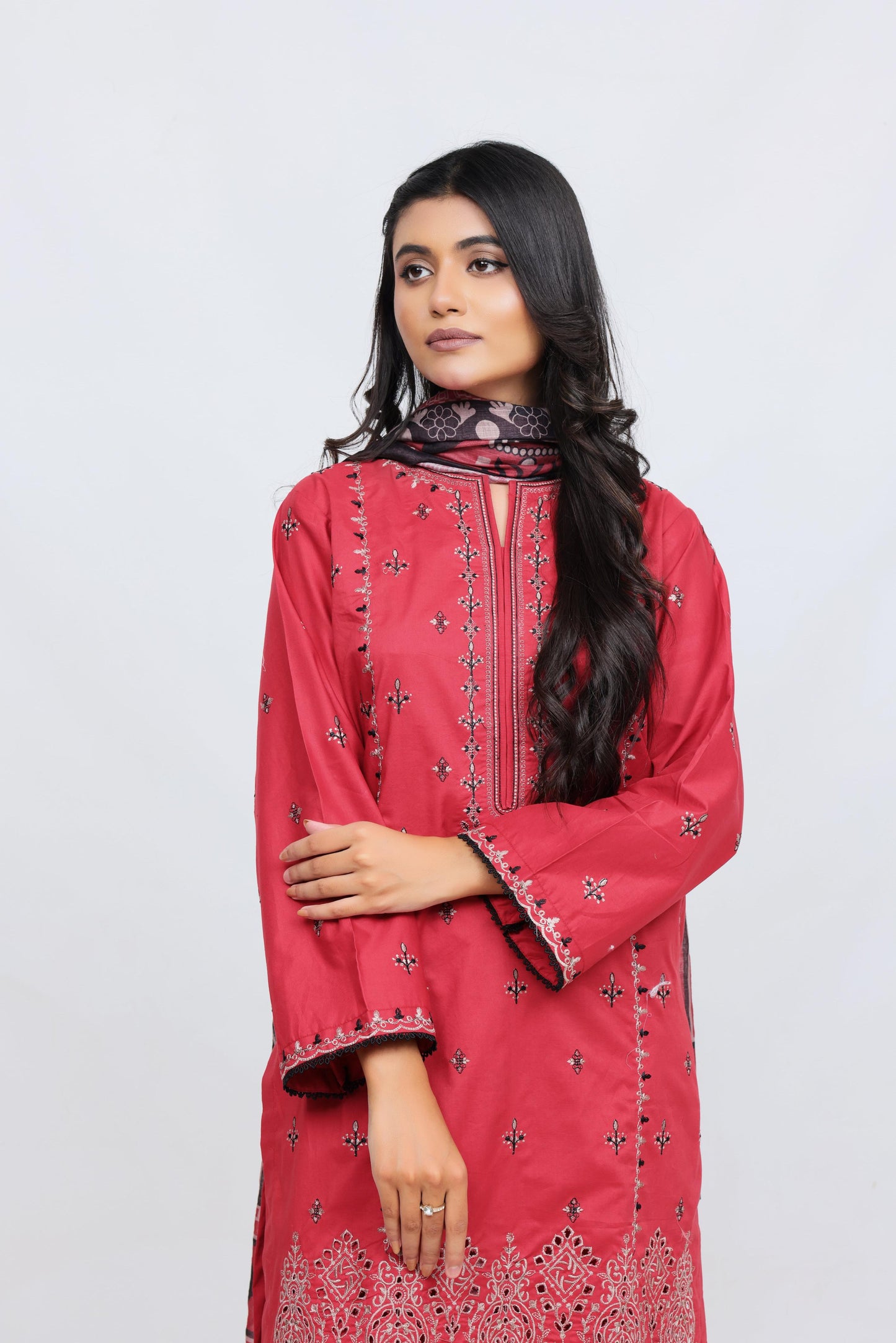 Red Lawn Embroidred - Perfect Stitches by Maryam