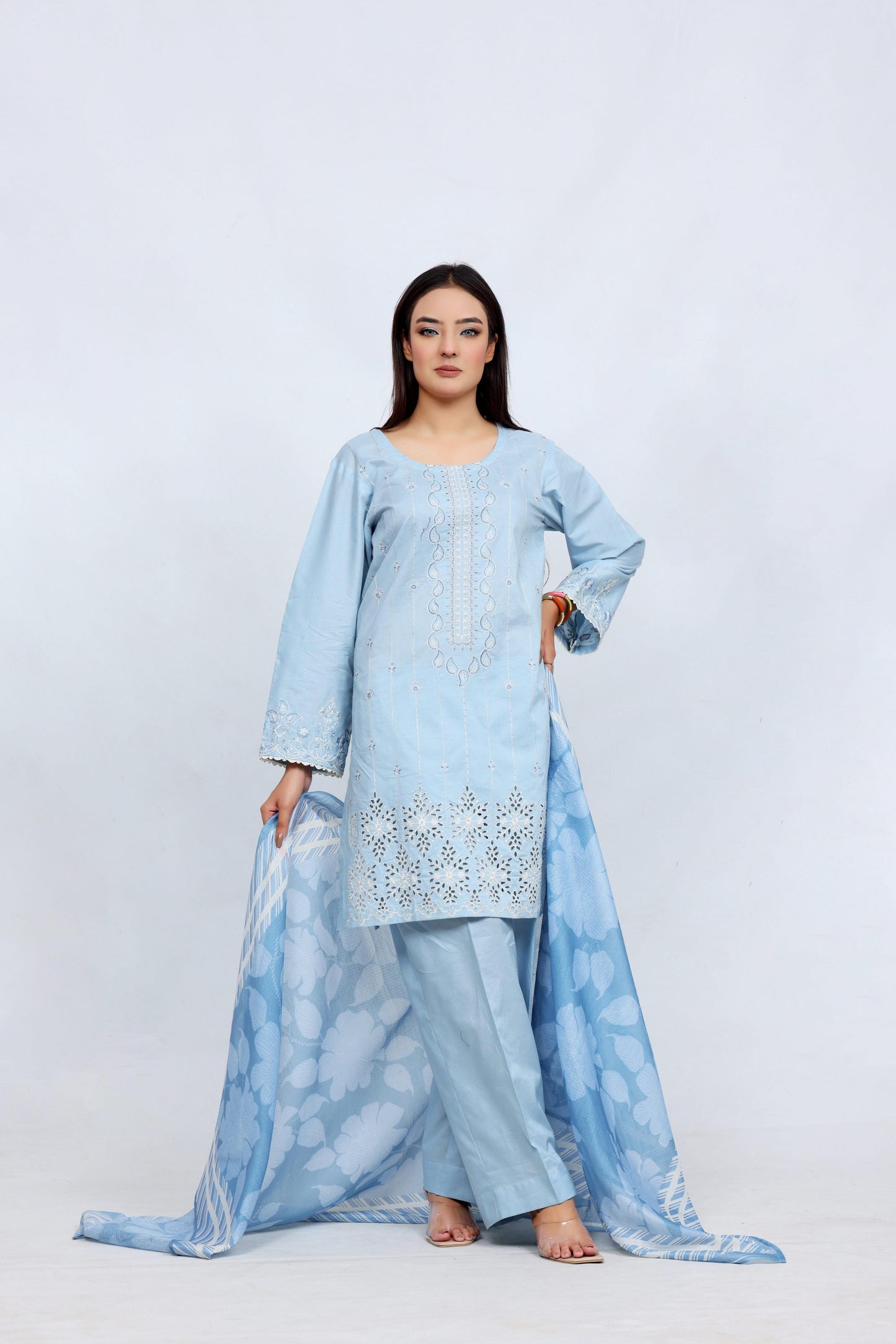 Sky Blue Lawn Embroidered - Perfect Stitches By Maryam