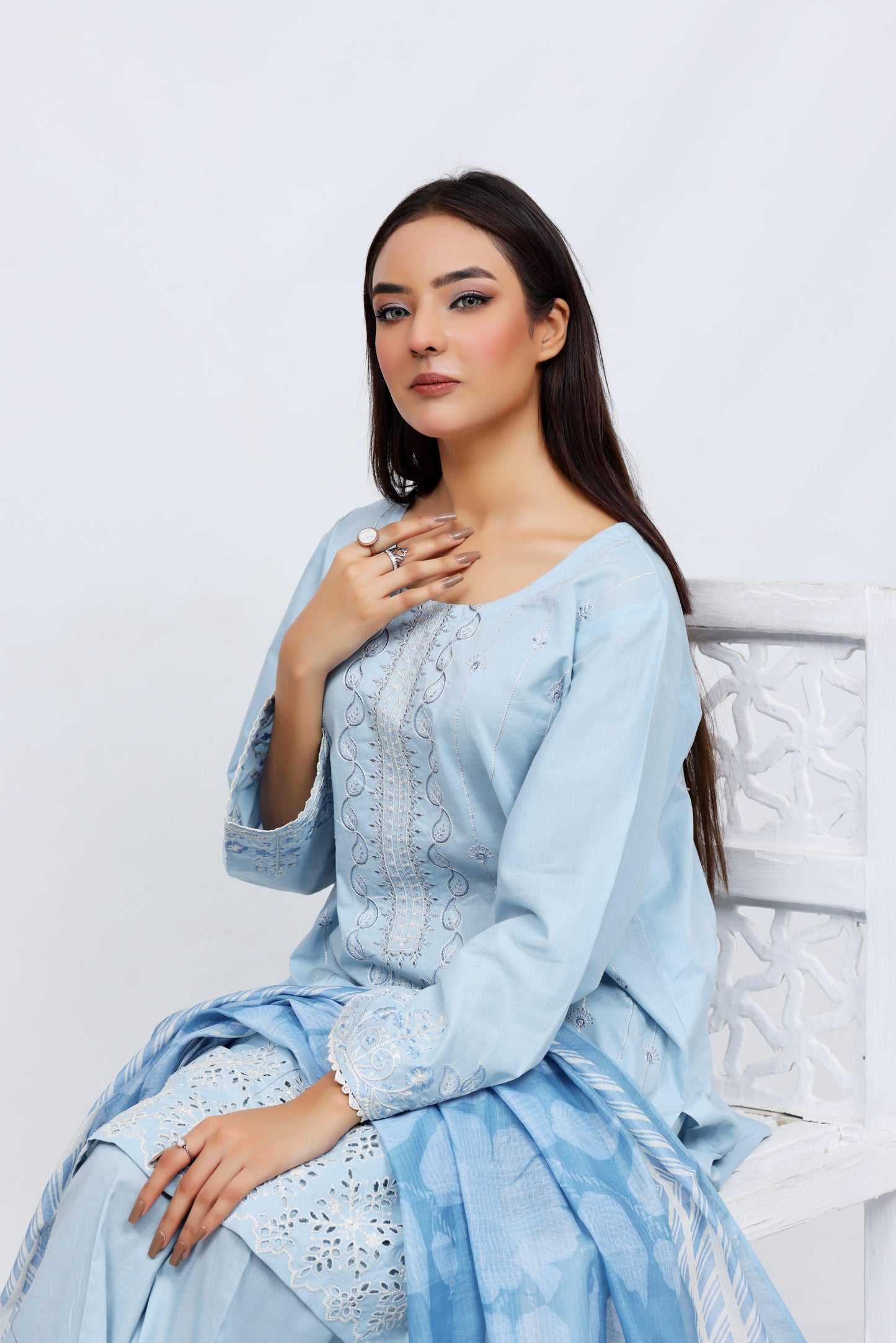Sky Blue Lawn Embroidered - Perfect Stitches By Maryam