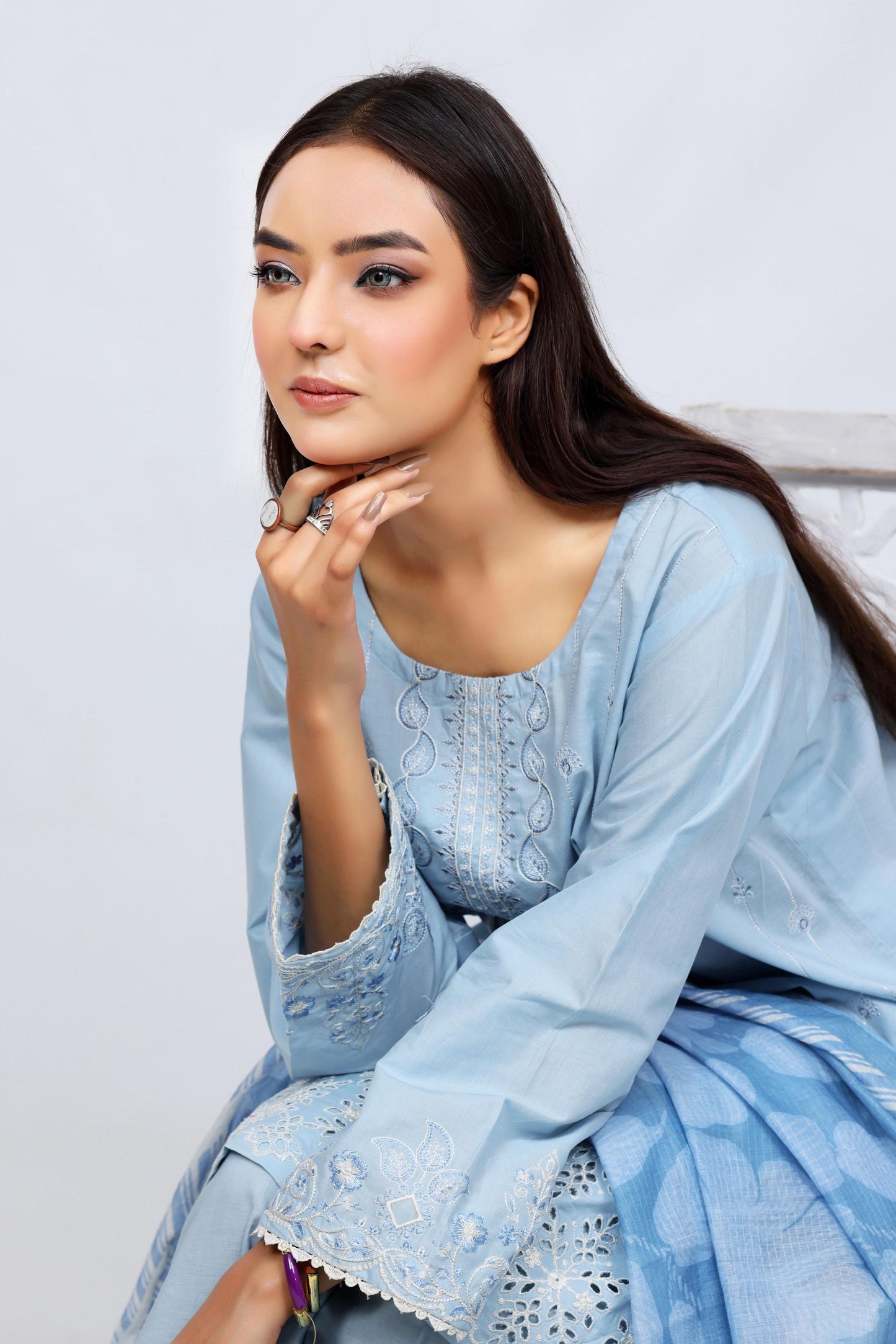 Sky Blue Lawn Embroidered - Perfect Stitches By Maryam