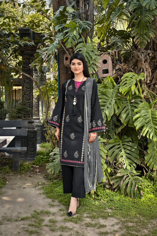 3pcs Black Block Printed - Perfect Stitches By Maryam