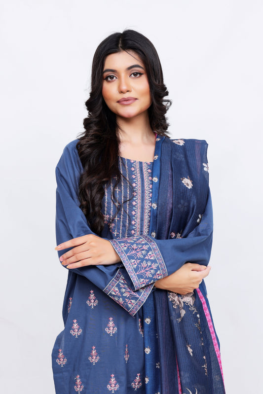 Blue Lawn Embroidred - Perfect Stitches By Maryam
