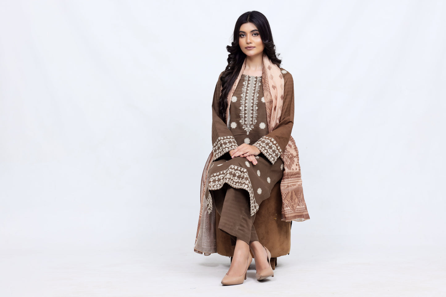 Brown Lawn Embroidred - Perfect Stitches By Maryam