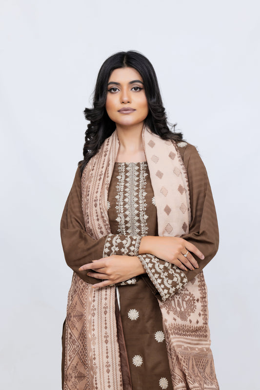 Brown Lawn Embroidred - Perfect Stitches By Maryam
