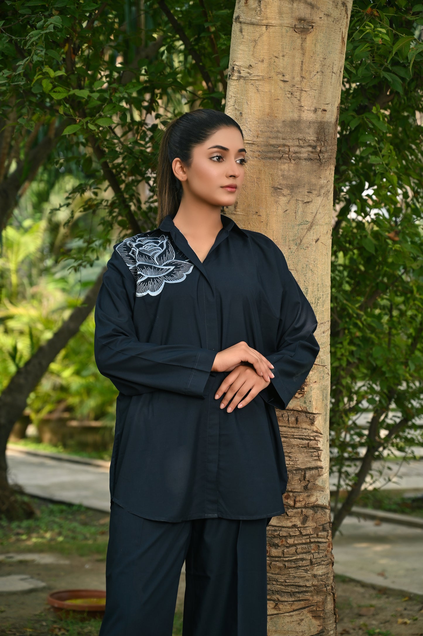 Black Embroidered Co-Ord Set - Perfect Stitches By Maryam