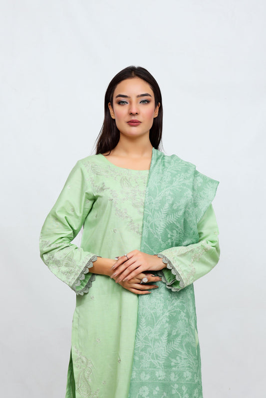 Light Green Lawn  Embroidered - Perfect Stitches by Maryam