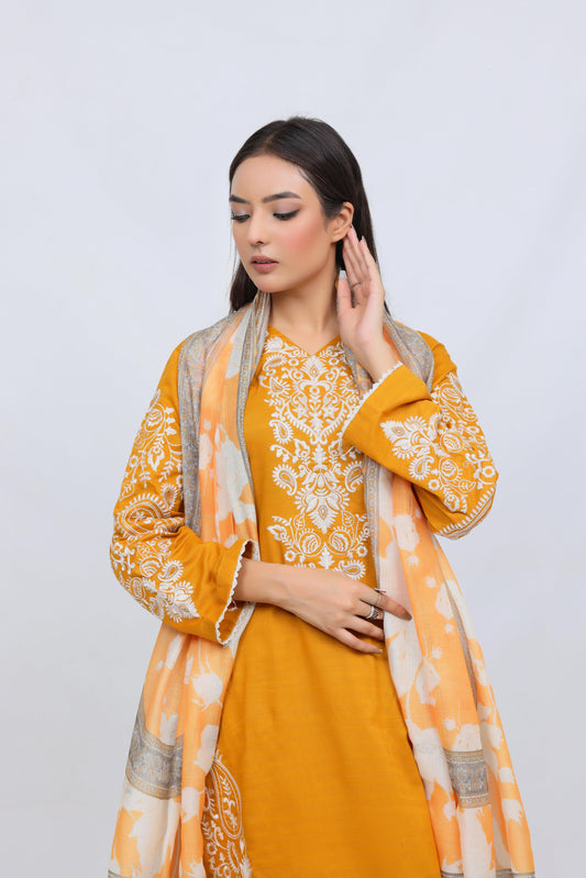 Mustard Lawn Embroidred - Perfect Stitches by Maryam