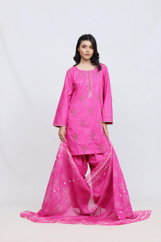 Pink Lawn Embroidred - Perfect Stitches by Maryam