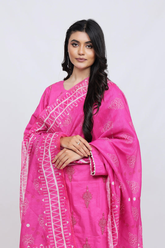 Pink Lawn Embroidred - Perfect Stitches by Maryam