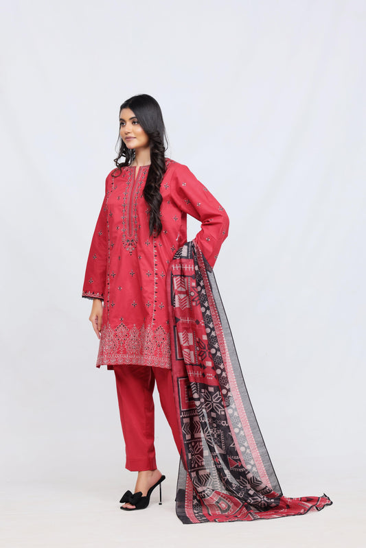 Red Lawn Embroidred - Perfect Stitches by Maryam