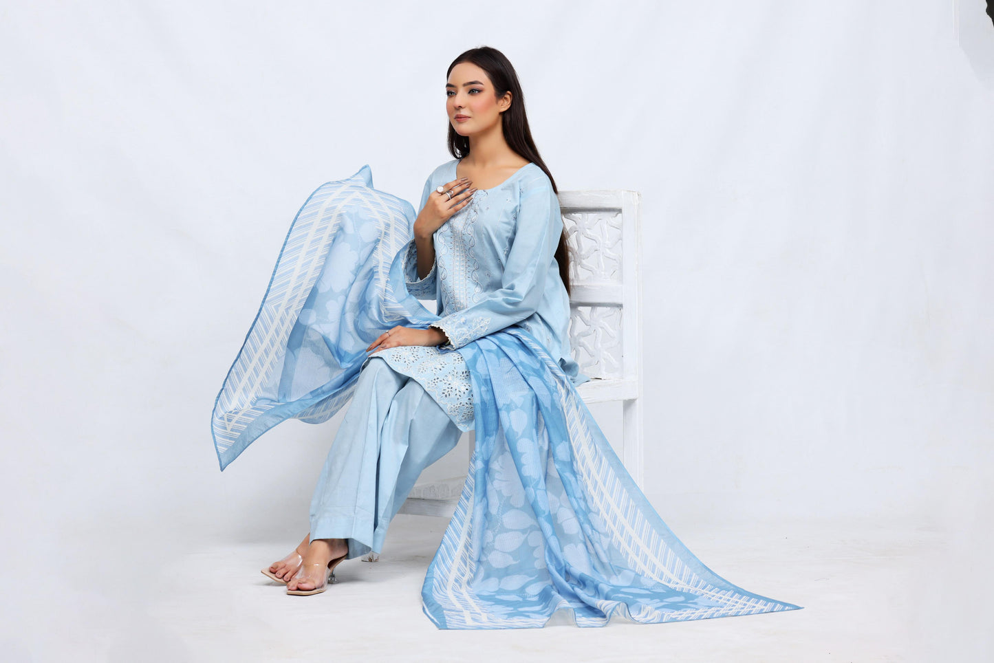 Sky Blue Lawn Embroidered - Perfect Stitches By Maryam