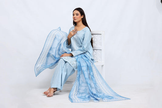 Sky Blue Lawn Embroidered - Perfect Stitches By Maryam
